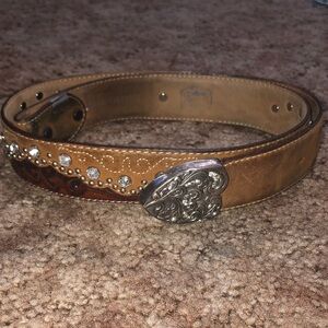 Brown Leather Belt with Silver Buckle
